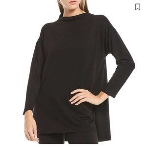 Eileen Fisher Black Funnel Neck Tunic L/G